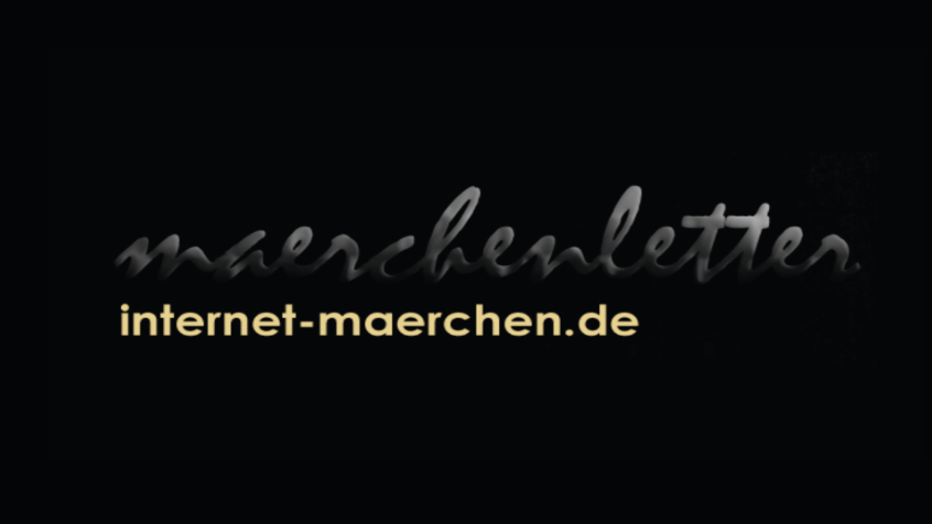 Logo Internet Märchen, der Schriftzug Maerechenletters im Hintergrund